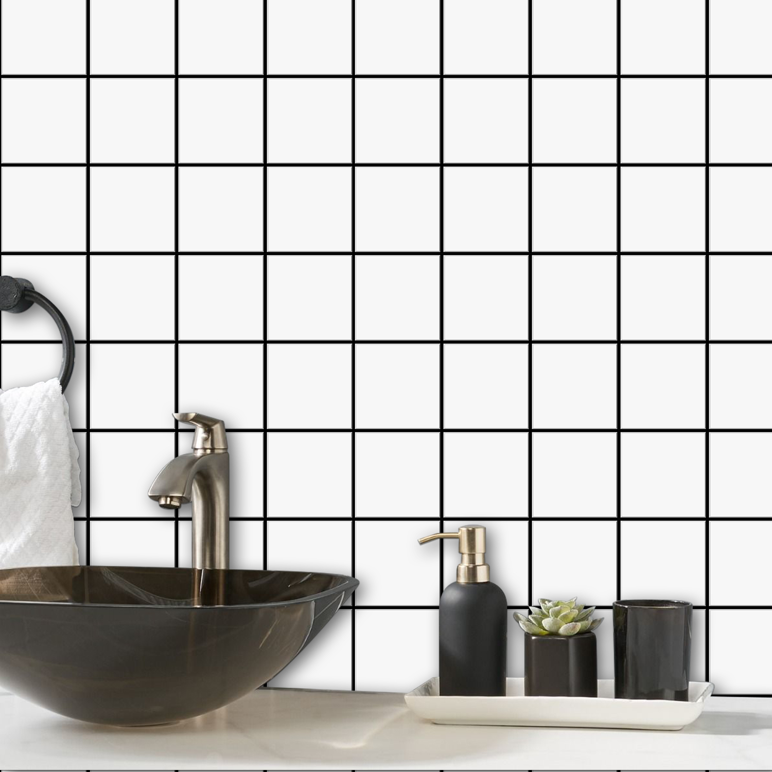 Commercial Kitchen Wall - 10 szt. Premium Kwadratowe Naklejki na