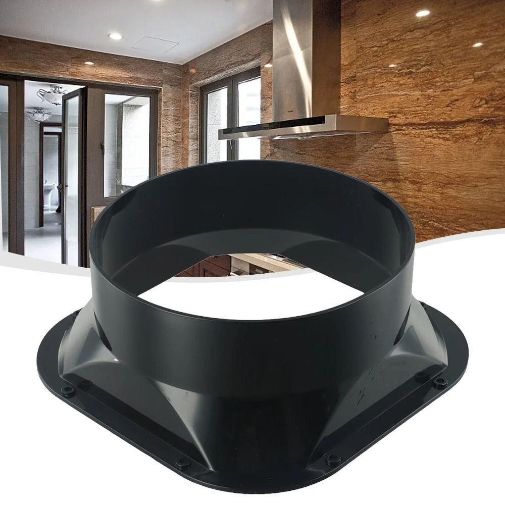 Commercial Kitchen Exhaust Fan - Złączka wentylatora ABS, kołnierz ścienny, czarna,