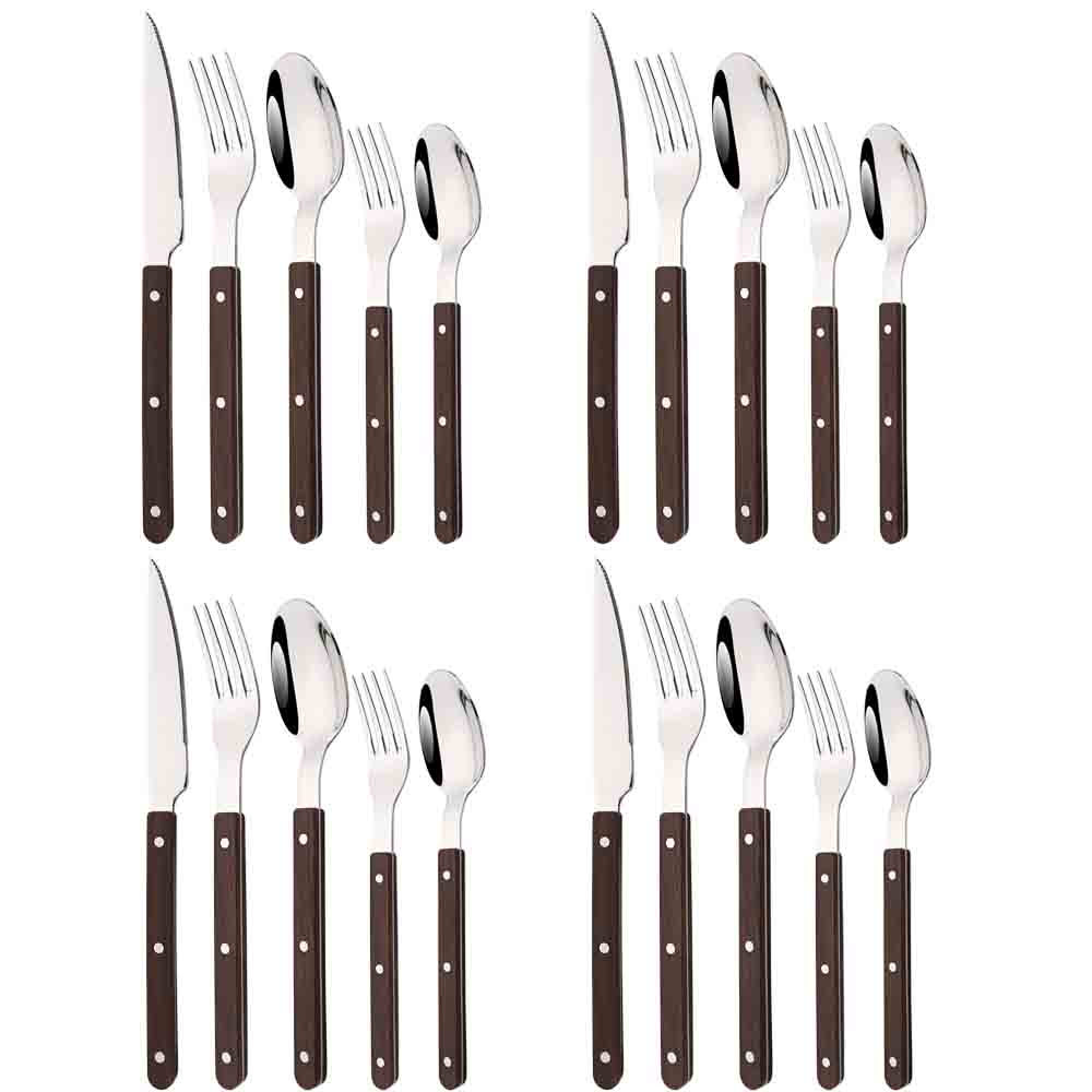 Commercial Kitchen Knife Set - 5/20 sztuk imitacja drewna srebrny zestaw
