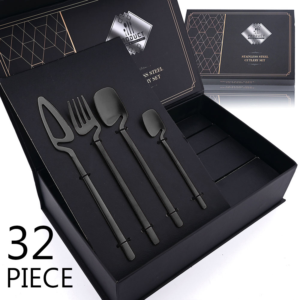 Commercial Kitchen Knife Set - 32-częściowy zestaw sztućców Black Matte 304