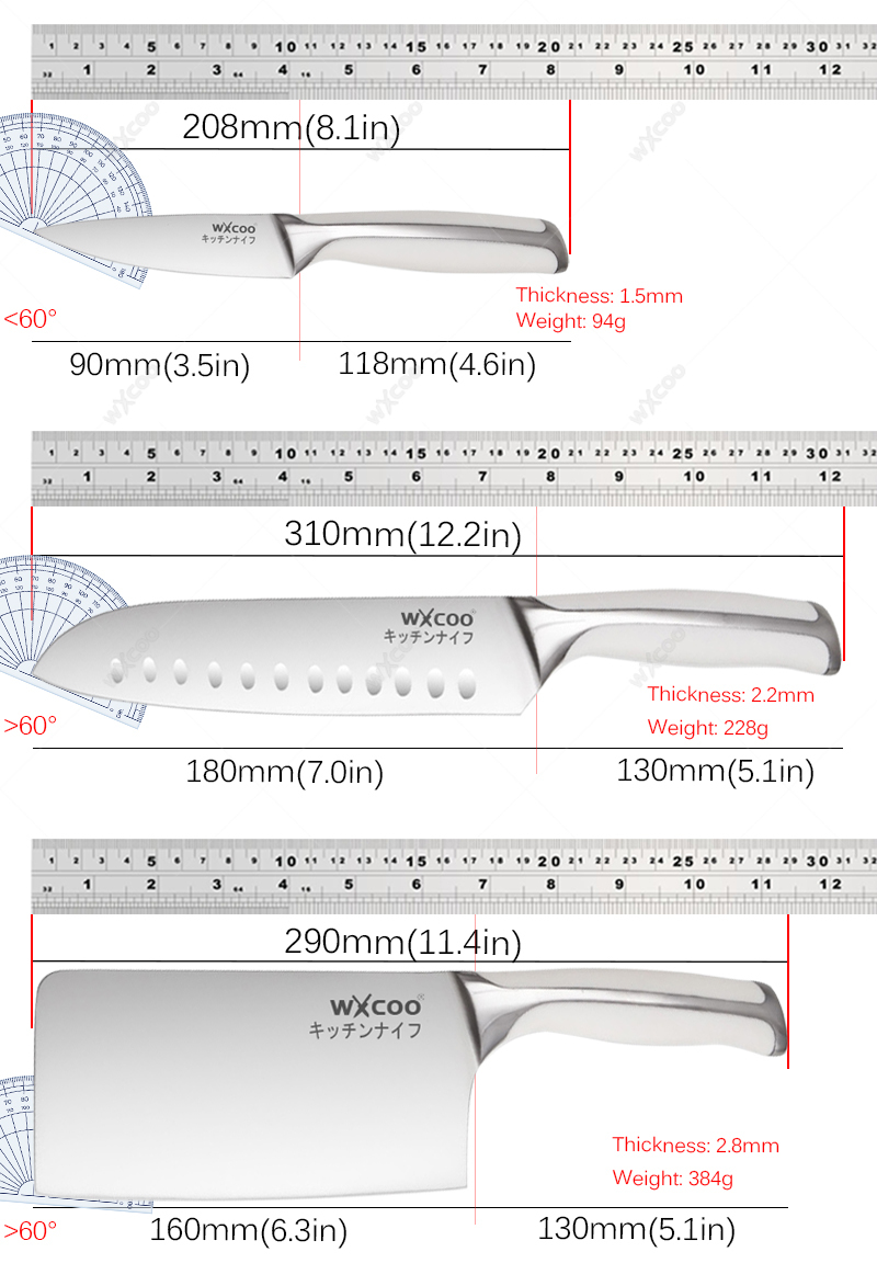 1-4szt Noże kuchenne ze stali  – Commercial Kitchen Knife Set recenzja i cena